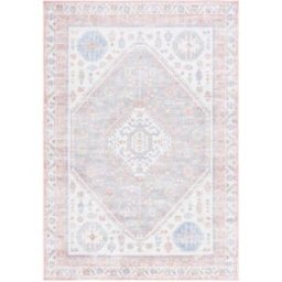 Safavieh Alfombra geométrico de poliéster blanco/azul, 122 x 183 cm