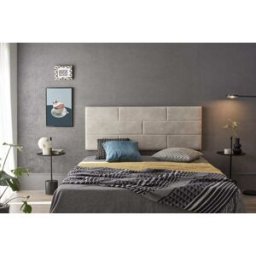 Matris Cabecero de pared en tela antimanchas blanco roto para cama de 80 cm