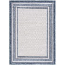 Safavieh Alfombra geométrico de polipropileno blanco/azul, 122 x 170 cm