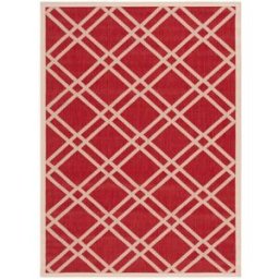 Safavieh Alfombra enrejado de polipropileno rojo/blanco, 122 x 170 cm