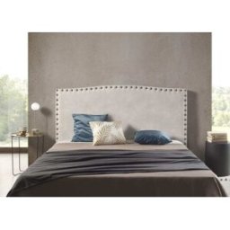 Matris Cabecero 110x110 cm para cama de 110 cm, tela blanco roto y tachuelas