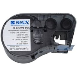 Brady M-375-075-342 cinta termorretráctil negro sobre blanco 19.05 mm x 16.40 mm
