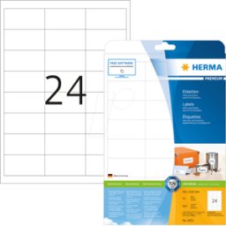 HERMA 5053 - Etiquetas PREMIUM a4, 66 x 33,8 mm, blanco, adherencia permanent