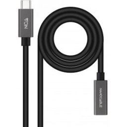 Nanocable Cable Prolongador USB-C 3.2 Gen2x2 20Gbps 3A, 4K/60Hz, USB-C/M-USB-C/H, Negro, 2 m