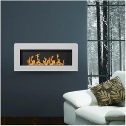 Chimenea de bioetanol de pared blanca Siena, L 90 x P 12 x H 40