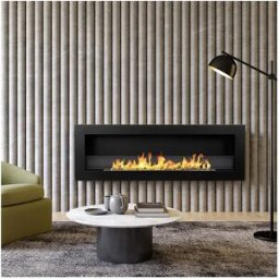 Chimenea de bioetanol empotrada de pared LIVORNO 120 negra 120x40