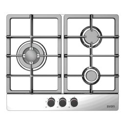 Placa de Gas Svan OG36B00 60 cm 3 Quemadores Wok Inox