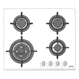Placa de gas Svan SGW4600B 60 cm 4 quemadores Wok blanca ignite automática