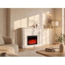 Unique Chimenea eléctrica de suelo con manto - L. 120 x Pr. 33 x Alt. 101,5 cm - Blanco - OTANI