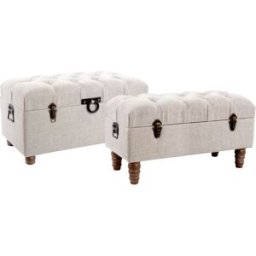 NIYLO Conjunto de 2 bancos de madera beige 81x42x43 cm
