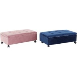 NIYLO Conjunto de 2 bancos baúl de poliéster azul marino 70x39x24 cm