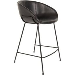Zuiver Taburete de bar de cuero negro