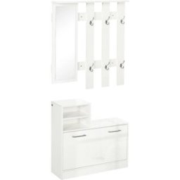 Homcom Muebles de entrada 85x24x80 cm blanco brillante
