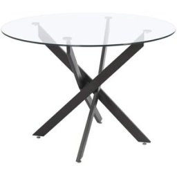 Home Heavenly Mesa comedor redonda ø110 cm de cristal templado patas metal negras