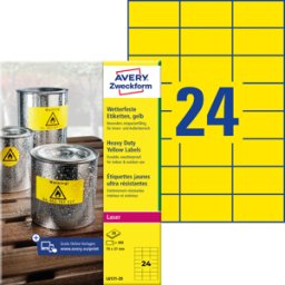 AVERY ZWECKFORM AVZ L6131-20 - Etiquetas de láminas, resistentes al agua, 70 x 337 mm, 4