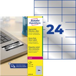 AVERY ZWECKFORM AVZ L6133-20 - Etiquetas de identificación, resistentes al agua, 70 x 37