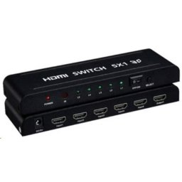 Conmutador HDMI PremiumCord 5 entradas 1 salida con control remoto