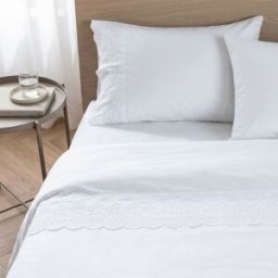 Manterol Juego sábanas algodon con detalle bordado-garment wash ln 135cm