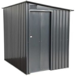 sweeek Caseta de jardín de acero galvanizado con puerta corredera y kit de