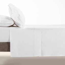 Manterol Juego de sábanas algodón liso blanco cama 180cm