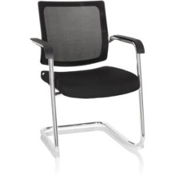 hjh OFFICE Silla cantilever de tela / tejido de malla negro
