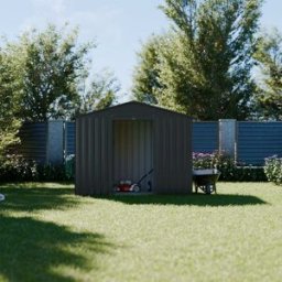 sweeek Caseta de jardín de metal con kit de anclaje, 2 71m² , antracita