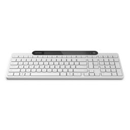 Teclado Lenovo 800 inalámbrico de tamaño completo con Bluetooth, teclas Plunger, español, blanco, alimentación solar