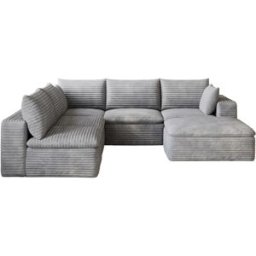 OKWISH Sofá modular comprimido gris de tela suave y diseño nube 260x250 cm