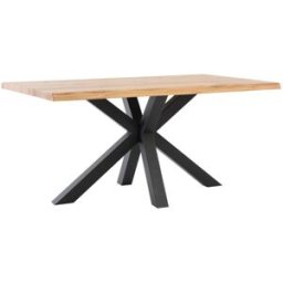 Koketto Home Mesa de comedor de 180cm con tablero de roble y patas negras.