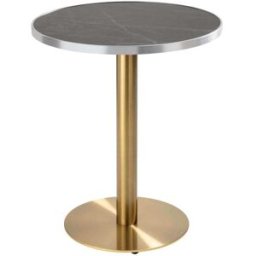Oviala Mesa de comedor redonda 60 cm tapa de mármol negro/plata y pata dorada