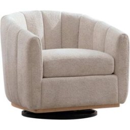 Urban Meuble Sillón giratorio 360° de borreguito beige, diseño calabaza