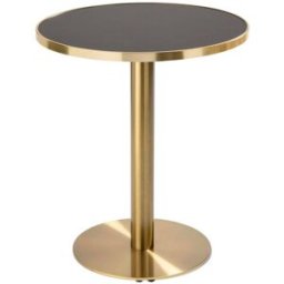 Oviala Mesa de comedor redonda 60 cm tapa negra/dorada y pata dorada