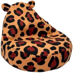 Bees & Blooms Puf sillón infantil con forma de oso y orejas, estampado de leopardo