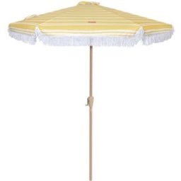 Flamingueo Sombrilla jardín rayas grande poliéster 235x270cm amarillo