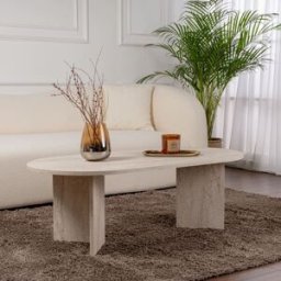 Concept Usine Mesa de centro ovalada efecto travertino 119 x 60 cm