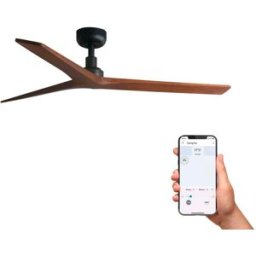 FARO BARCELONA Ventilador sin luz madera de pino nogal oscuro 125x125x24 cm