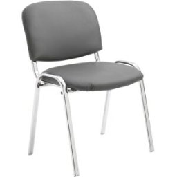 CLP Silla con patas de metal y asiento en simil cuero gris