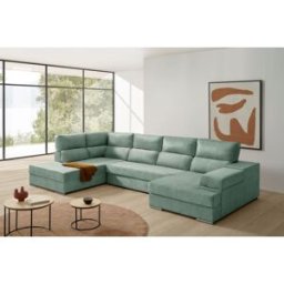 Velare Sofá con doble chaise longue izquierda de tela agua marina 345 cm