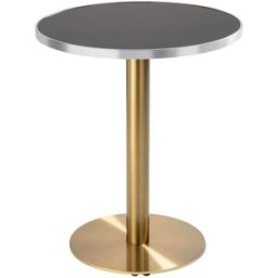 Oviala Mesa de comedor redonda 60 cm tapa negra/plata y pata dorada
