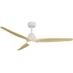 Sulion Ventilador de techo con luz motor DC blanco y madera 142cm