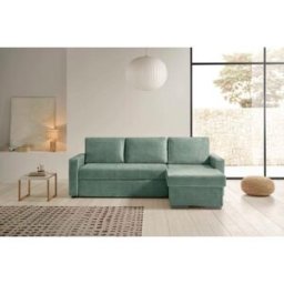 Velare Sofá cama chaise longue derecha con arcón de tela agua marina 226 cm