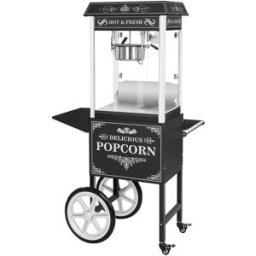 Palomitera profesional con carrito - 5 kg/h - 1500 W - diseño retro - negra - Royal Catering 10010536