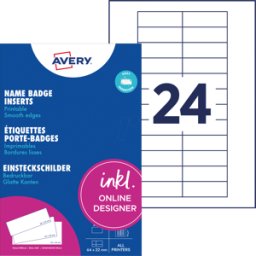 AVERY ZWECKFORM AVZ DPC6422A-10 - Placa insertable, imprimible 64x22 mm, 240 unidades
