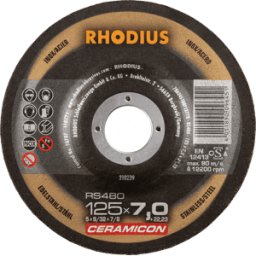 RHODIUS RHO 210239 - Rueda de desbaste, acero inoxidable, 125 mm