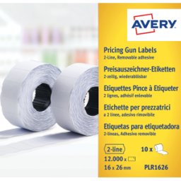 AVERY ZWECKFORM AVZ PLR1626 - Etiquetas de precios, 26x16 mm, desmontable, blanco, 12000 pieza