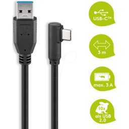 GOOBAY 66504 - Cable USB 3.0 tipo-C > tipo-a 3.0 90°, 3,0 m