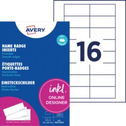 AVERY ZWECKFORM AVZ DPC7434A-10 - Placa insertable, imprimible, 74 x 34 mm, 160 unidades