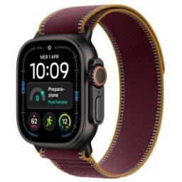 Apple Watch Ultra 4 (GPS + Cellular) - Caja de titanio negro de 49 mm - Correa Loop Trail burdeos -