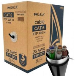Phasak Bobina de cable de red FTP Cat.6 exterior CCA AWG23 305 m – PHR 670