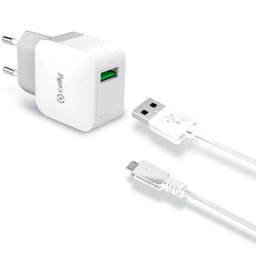Celly TCUSBMICRO Cargador Ultra Rápido con Cable Micro USB 2.4Ah Blanco